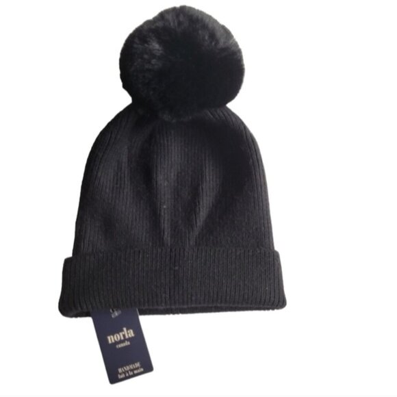 Norla Canada Alpaca, Wool Blend Black Toque - Picture 2 of 3